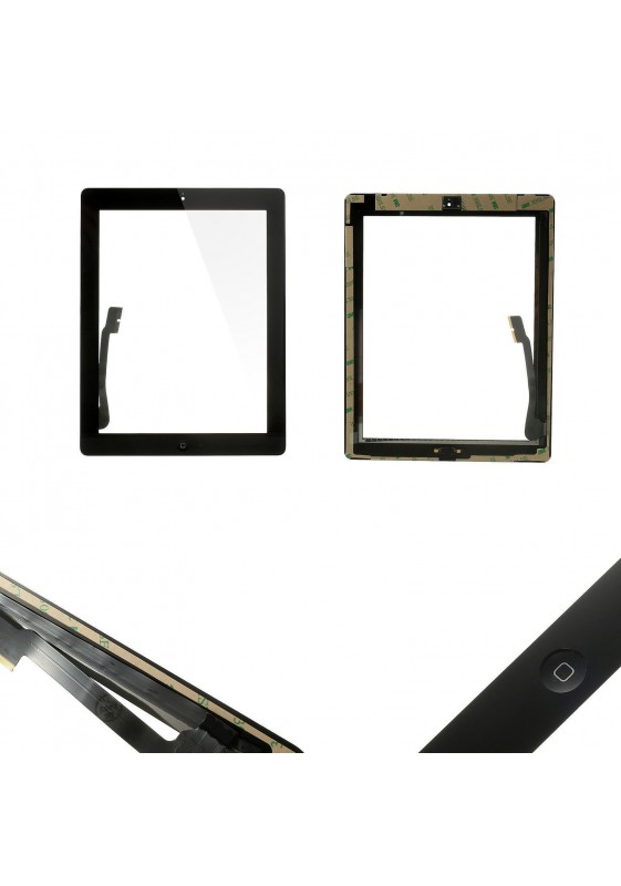 TOUCH SCREEN vetro per Apple iPad 3 Nero A1416 A1430 A1403 + Tasto home adesivi 