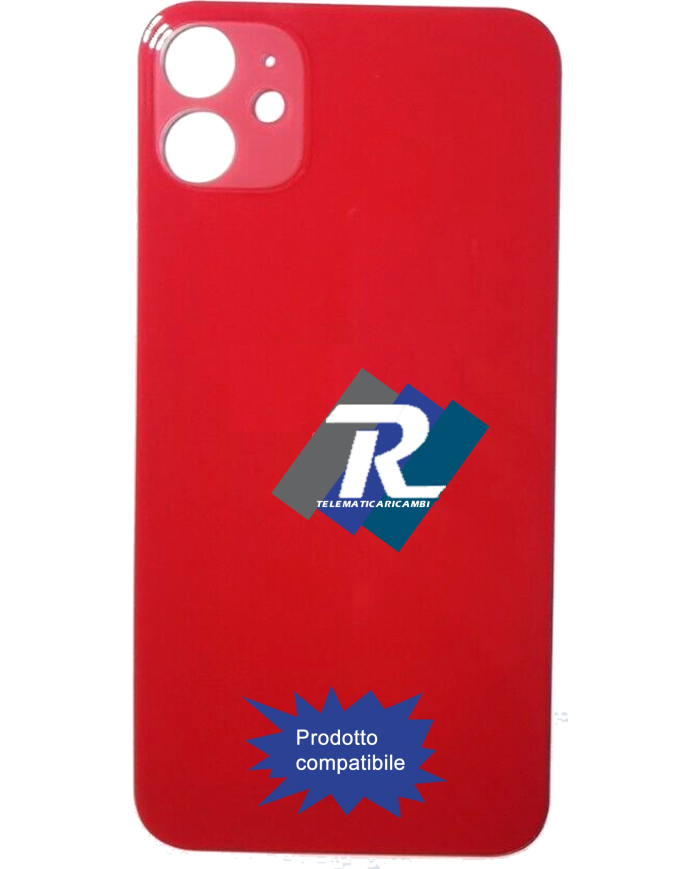 VETRO SCOCCA POSTERIORE COPRI BATTERIA APPLE iPhone 11 ROSSO BACK COVER BIG HOLE