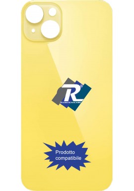 VETRO SCOCCA POSTERIORE COPRI BATTERIA iPhone 14 GIALLO BACK COVER BIG HOLE