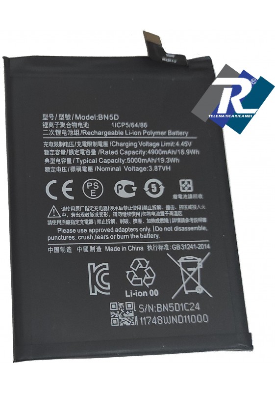 BATTERIA BN5D PER XIAOMI REDMI NOTE 11 11S - POCO M4 PRO 5000 mAh SOST ORIGINALE