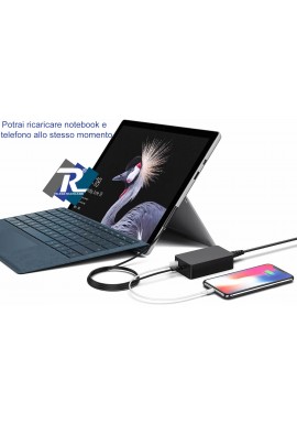 Alimentatore per Surface Pro 3 4 5 6 7 X Go Surface Book 44W Porta Usb - A1800