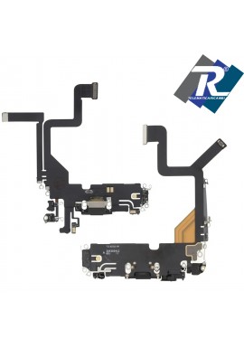 Connettore Ricarica iPhone 14 PRO Flex Flat Dock carica Microfono Usb Dati Nero