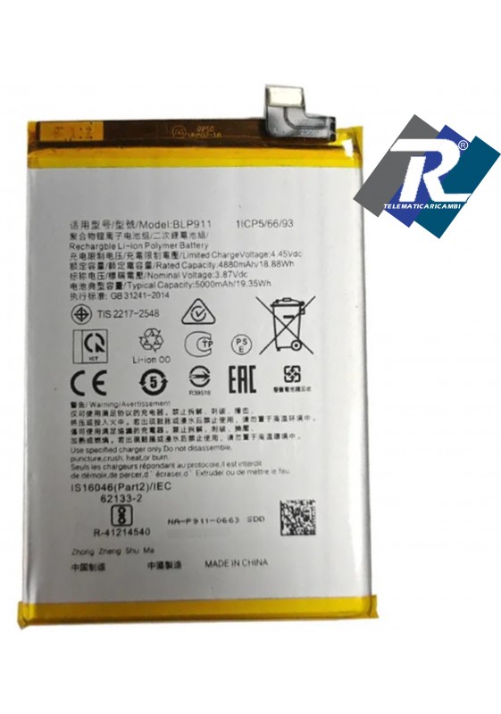 BATTERIA BLP911 1ICP5-66-93 PER OPPO REALME 9i RMX3491 5000mAh PARI ORIGINALE