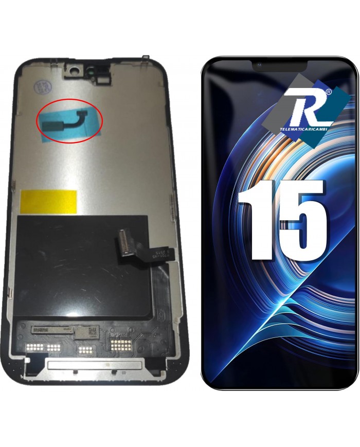 LCD iPhone 15 Display Touch scherno FHD 1080p LTPS PARI ORIGINALE IC INTERSCAMB