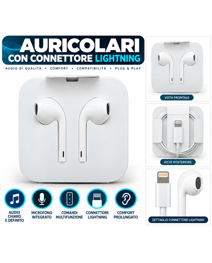 EarPods cuffie Auricolari compatibili MMTN2 Lightning iPhone X 11 12 13 14 PRO
