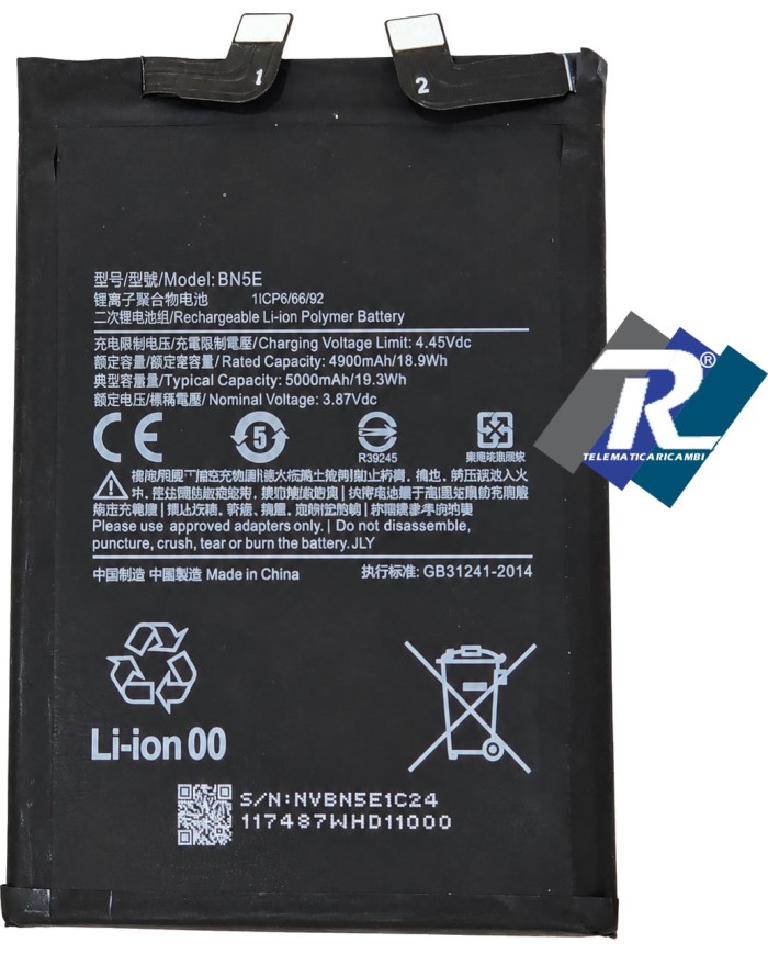 BATTERIA BN5E XIAOMI REDMI NOTE 11 PRO 4G 5G POCO X4 PRO 5G pari Originale