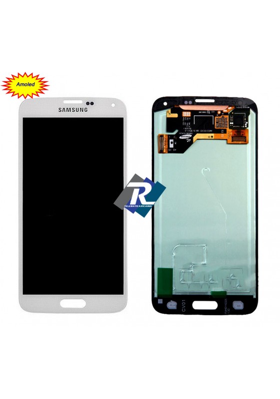 DISPLAY LCD SCHERMO AMOLED TOUCH SCREEN PER SAMSUNG GALAXY S5 G900F BIANCO